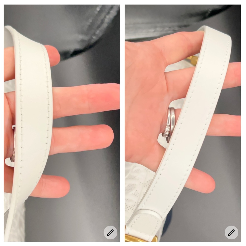 Dior Medium Saddle Bag White w/Navy and Gold Accents in Perforated Leather! ๐ค๐ - Picture 14 of 16